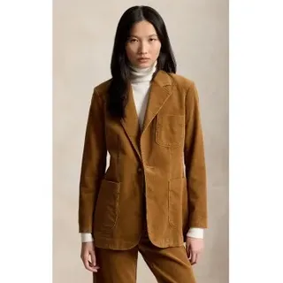 Polo Ralph Lauren für Damen. 211B17221002 Beiger Cordblazer mit einreihiger Knopfleiste (42), Lässig, Baumwolle