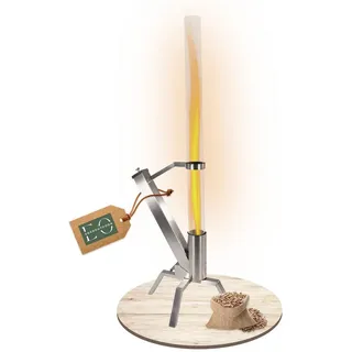 edenoutdoor Pelletfackel Edelstahl, Feuerrohr mit Glasröhre, Feuersäule 75 Min. Brenndauer