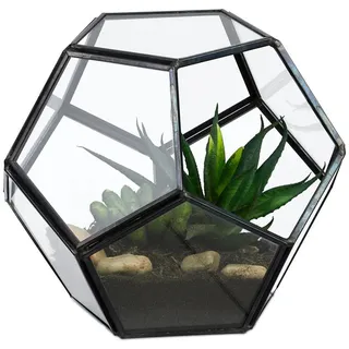 Relaxdays Dekovase Schwarz/Transparent 12 cm