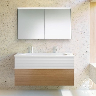 Burgbad Fiumo Badmöbel-Set Doppelwaschtisch mit Waschtischunterschrank und Spiegelschrank, SFXW122F3960FOT2C0001G0223,