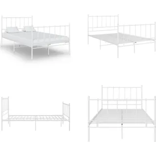 vidaXL Bett Weiß Metall 120x200 cm - Bettgestell - Bettgestelle - Bettrahmen - Bettrahmen - Weiß