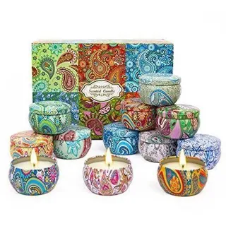 12 Stück Duftkerzen Kerzen, Geschenk set für Frauen, Natürliches Sojawachskerzen-Geschenkset für Weihnachten, Valentinstag, Jubiläum, Muttertag G