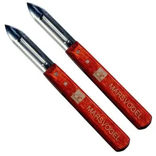 Marsvogel Solingen | 2er Pack Kartoffelschälmesser | Kartoffelschäler Sparschäler | 2-schneidig | Holzgriff | ideal zum Schälen von Obst und Gemü