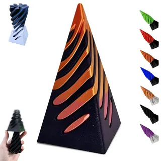 Impossible Pyramid Passthrough Sculpture, 4.3" 3D Rotating Spiral Cone Fingertip Printed Toys,3D Mini Pyramid Shuttle Statue Model,impossible cone, spiral cone fidget toy,Combination Rotating Pyramid