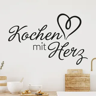 GRAZDesign Wandtattoo Küche Sprüche | Kochen mit Herz | Wandsticker Sticker Esszimmer Wanddeko Coffee Wandaufkleber, Küchenrückwand Küchen Deko Aufkleber selbstklebend, 47x30cm, 030 dunkelrot