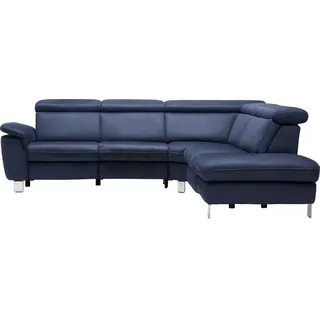 Cantus Ecksofa, Dunkelblau, Metall, Uni, 5-Sitzer, Ottomane rechts, L-Form, 271x239 cm, Goldenes M, Bettkasten erhältlich, Fußauswahl, Lederauswahl, Stoffauswahl, seitenverkehrt Hocker Rückenfutter, Wohnzimmer, Sofas & Couches, Wohnlandschaften, Ecksofas