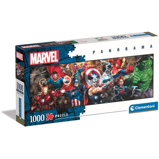Clementoni 39839 Collection Marvel The Avengers – 1000 Teile, Panorama-Puzzle, horizontal, Spaß für Erwachsene, Made in Italy, Mehrfarbig