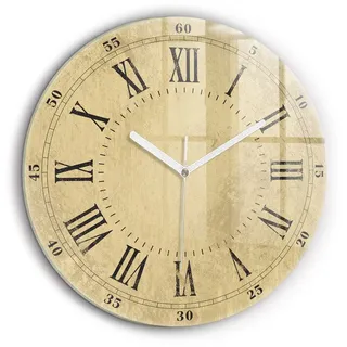 Tulup Wanduhr Glas Wanduhr Mit Motiv Römische Ziffern aus Bronze Wanduhr Aus Glas 60 cm x 60 cm