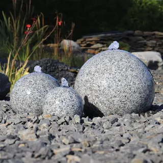 CLGarden Granit Springbrunnen SB1 Kugelbrunnen für Garten 3 Kugel Brunnen Set Stein mit LED Beleuchtung