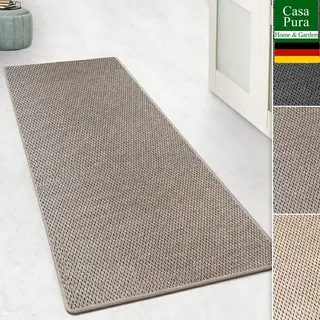 casa pura Teppich Läufer für Küche, Flur & Wohnraum - Teppichläufer auf Maß in Sisal Optik - Meterware - Flurteppich - Küchenläufer - Wohnzimmer Teppich (Kalkuta, Taupe, 80x250cm (BxL))