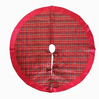 Online-Fuchs Weihnachtsbaumdecke rund - Weihnachtsbaumrock rot, grün kariert mit LED-Beleuchtung, inkl. 6-Stunden Timerfunktion - Weihnachtsdeko