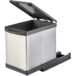 Aspira Home Müllomatic PRO 1 | SMART Einbau Mülleimer Küche ausziehbar, Abfallsammler für Unterschrank mit automatischem Auszug beim Türöffnen, 1 x 16 L Inneneimer, Edelstahl Kunststoff