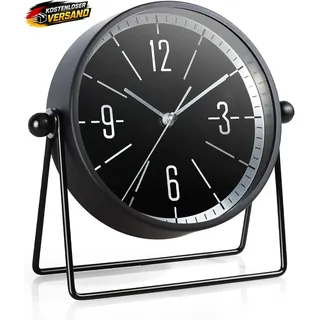 Vintage Metall-Tischuhr leise ohne Ticken mit Verstellbarem Winkel für Wohnzimme
