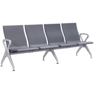 CLP Wartebank Airport-Stil Ermin, Sitzbank Flur mit Lehne, ergonomische Sitzschalen, Wartestühle mit robustem Alu-Gestell, bis 150 kg je Sitz
