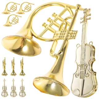 Toddmomy 12 Stück Weihnachts-Musikinstrument-Ornamente, goldenes Horn, Trompete, Saxophon, Musikinstrument, Weihnachtsbaum-Dekoration, Weihnachtsfeier, Heim-Wanddekor-Zubehör