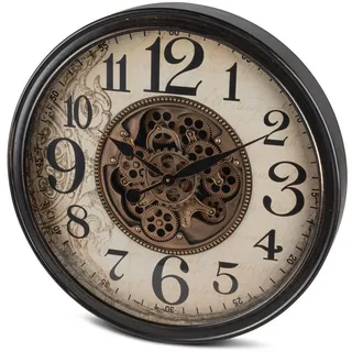 formano Wanduhr mit sichtbar beweglichen Zahnrädern65 cm Metall Antik-Sytle (Sichtbar bewegliche Zahnräder) bunt