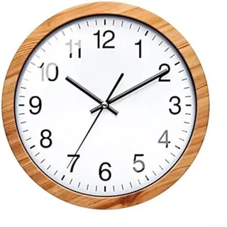 Silent Vintage Wanduhr 25,4 cm mit arabischen Ziffern und Holzmaserung Rahmen geeignet für jeden Raum
