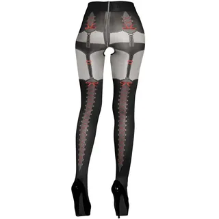 Straps-Strumpfhose im Trachten-Look, schwarz, 2