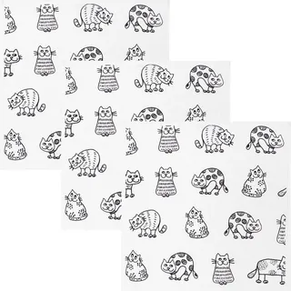 Kracht Frottier-Geschirrtuch "Katzenreihe" 3er-Pack Baumwolle schwarz-weiß Größe 50x50 cm