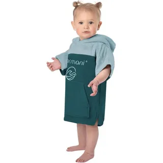 normani Badeponcho Kinder Badeponcho 0-2 Jahre Puwai, Bio-Baumwolle, Kapuze, Schlupf, Badeponcho aus 100 % Bio-Baumwolle blau