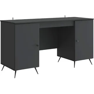 Schreibtisch mit Regal Schwarz 142,5 x 50 x 75 cm Holzwerkstoff Computertisch Arbeitstisch Büro Laptop Eckschreibtisch Stehpult Sekretär Gaming H... - Schwarz