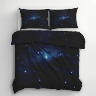 Generisch Bettwäsche Galaxie 155x220, Universum Weltraum Sternenhimmel Motiv Wendebettwäsche & Deko, Weiche Microfaser Bettbezug mit Reißverschluss und 1 Kissenbezug 80x80, 2tlg - ASD2365