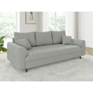 s-style möbel Sofa Cord 3-Sitzer Grau