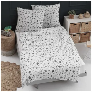 Traumschlaf Flanell Sterne Grau 155 x 220 cm + 80 x 80 cm