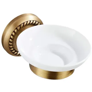Tubayia Wandmontage Retro Messing Keramik Seifenhalter Seifenschale Seifenablage für Badezimmer (Bronze)