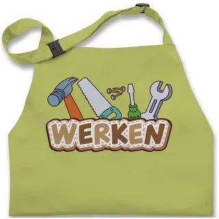 Shirtracer Kochschürze Werken Werkunterricht Basteln, (1-tlg), Lustige Kinder-Schürze grün 43 cm x 53 cm