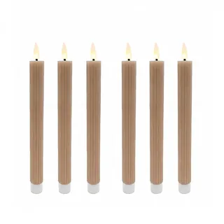 Relaxdays LED Stabkerzen 6 St. braun