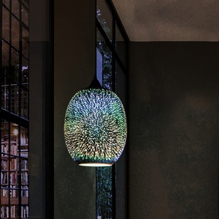 RibasuBB LED Kronleuchter 3D Feuerwerk Pendelleuchte Bunt Deckenlampe Wohnzimmer Esszimmer Deko 22x32cm Nachtlampe Nachtlampe für Schlafzimmer Flur Treppe Innenbeleuchtung (ohne Glühbirne)