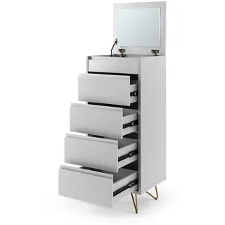 SalesFever Schubladenkommode 45 x 110 x 40 cm Weiß / Gold