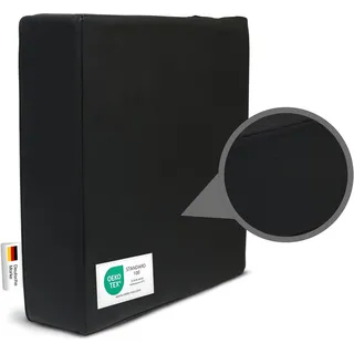 Stoffschmiede Sitzkissen Orthopädisch aus Kunstleder - 40x40x10cm, Ergonomisches Sitzkissen Stuhl als Sitzerhöhung und Aufstehhilfe schwarz