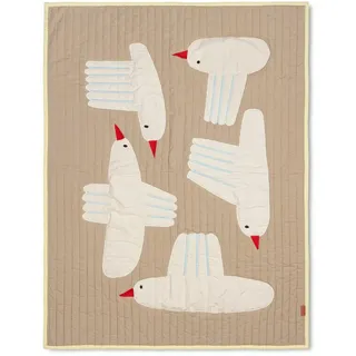 Ferm Living Bird Quilted Decke 150 x 200 cm Beige/Khaki