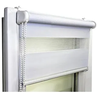 Rollos für Fenster ohne Bohren Klemmfix – Doppelrollo Tag Nacht Duo Rollo – Fenster Rollos für Innen Klemmfix ohne Bohren – 140 x 150 cm – Weiß – Voppi