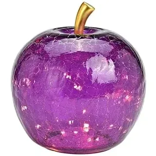 G. Wurm Deko LED Apfel mit 30 Led und Timer dunkellila 22x24x22