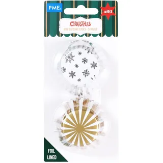 Mini Cupcake-Förmchen PME 60 Stück Folienbeschichtet Funkeln Weihnachten