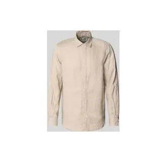 Regular Fit Leinenhemd mit Kentkragen, Sand, S