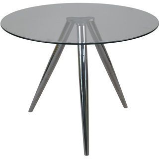 SalesFever Bistro-Esstisch rund Ø 100 cm | Tischplatte Glas | Gestell Chrom | B 100 x T 100 x H 75 cm | transparent-chromfarben