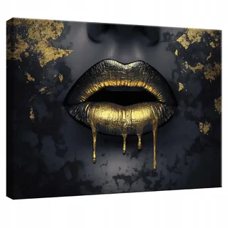 LEINWANDBILD Abstrakt Frau Gold Schwarz Modern 60x40
