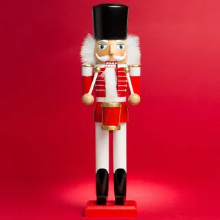 SIKORA NK-A Deko Nussknacker Figur aus Holz Verschiedene Motive 2 Größen, Farbe/Modell:A01 rot - Trommler, Größe:Höhe ca. 38.5 cm