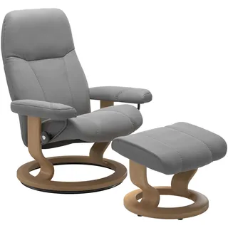 Stressless Sessel Consul Classic Leder 75 x 100 x 80 cm Grau mit Hocker