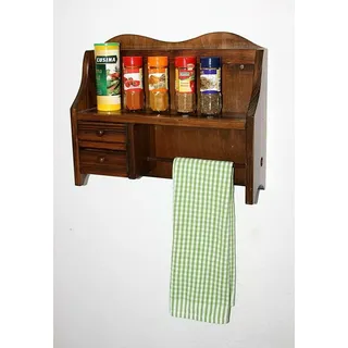 Küchenrollenhalter Küchen Regal nussbaumfarben Handtuchhalter Holz massiv braun