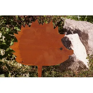 Edelrost Igel mit Spieß 34cm Gartendeko Herbst Tierfigur Topfstecker