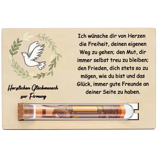 Kuvarix Konfirmation Geldgeschenk mit Reagenzglas, 1x Konfirmationskarte aus Holz, Kreative Geldgeschenk Verpackung für Konfirmation, Taufe, Kommunion, Geburtstag für Frauen und Männer