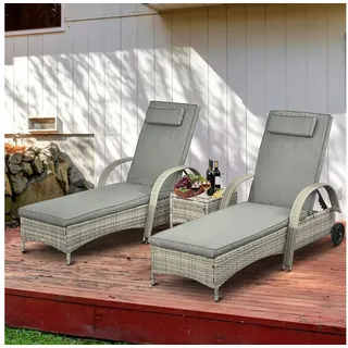 Outsunny Gartenlounge-Set 3-tlg. Grau