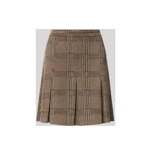 Minirock mit Viskose-Anteil mit Kellerfalten, Mittelbraun, L
