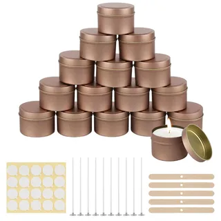 HOCUCHELAND 15 Stück Kerzendosen, 120ml Kerzenbehälter Runde Weißblech Kerzengläser zum Kerzen Gießen mit Kerzenherstellung Kit, Schraubdeckel Kerzendose mit Deckel für DIY Handwerk Schmuck Kosmetik