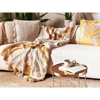 Decke Baumwolle beige / orange 130 x 180 cm geometrisches Muster MATHURA